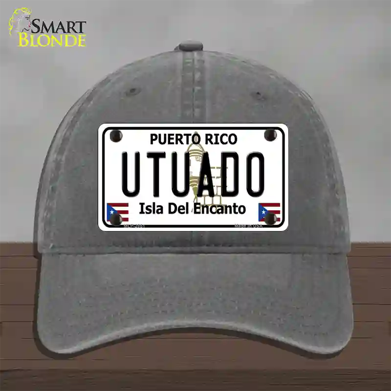 Utuado Puerto Rico Novelty License Plate Hat Unconstructed Cotton / Charcoal