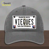 Vieques Puerto Rico Novelty License Plate Hat Unconstructed Cotton / Charcoal