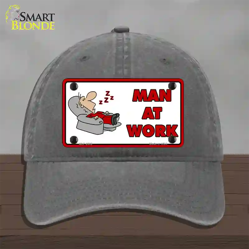 Man At Work Novelty License Plate Hat Unconstructed Cotton / Charcoal