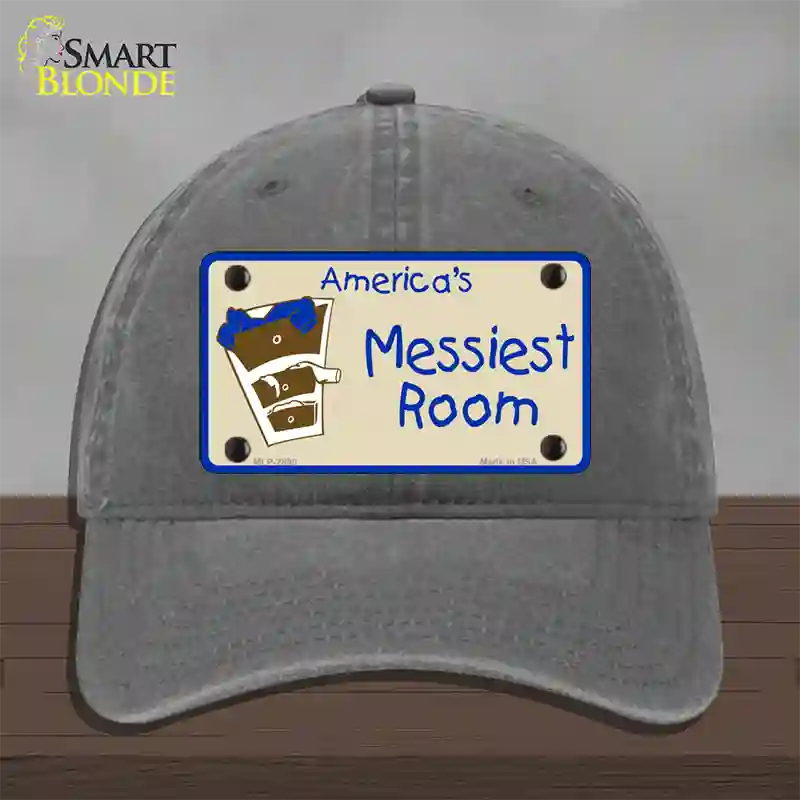 Americas Messiest Room Novelty License Plate Hat Unconstructed Cotton / Charcoal