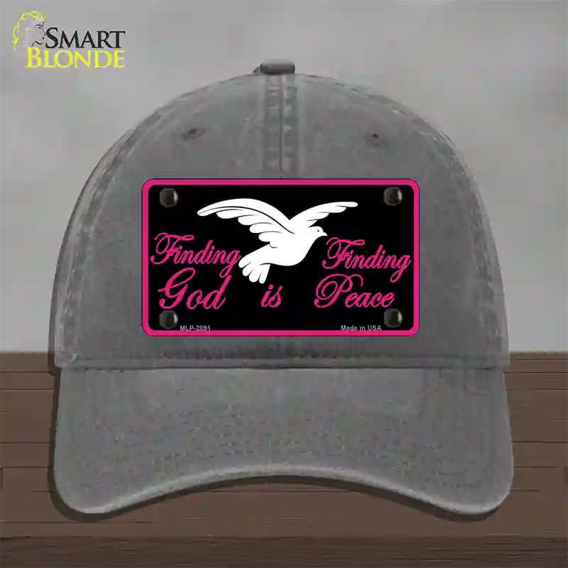 Finding God Finding Peace Black Novelty License Plate Hat Unconstructed Cotton / Charcoal