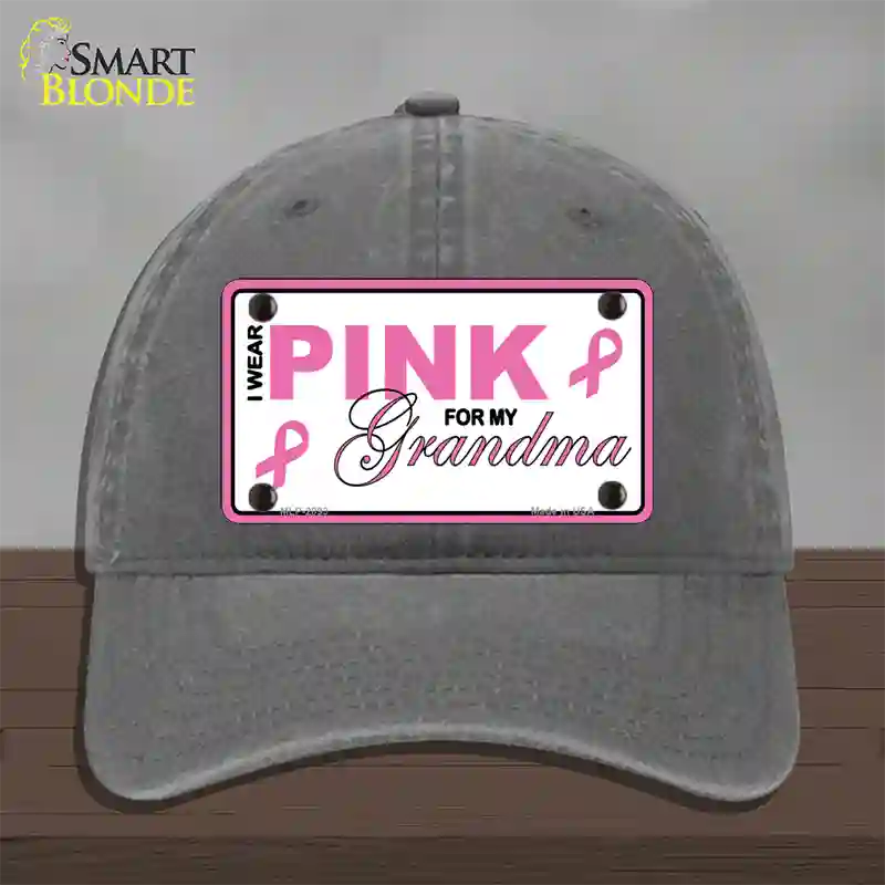 Pink For Grandma Novelty License Plate Hat Unconstructed Cotton / Charcoal