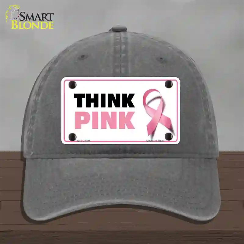 Think Pink Novelty License Plate Hat Sign Unconstructed Cotton / Charcoal