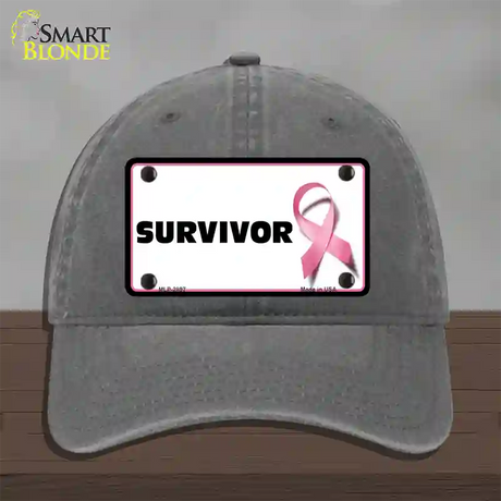 Survivor Breast Cancer Novelty License Plate Hat Unconstructed Cotton / Charcoal