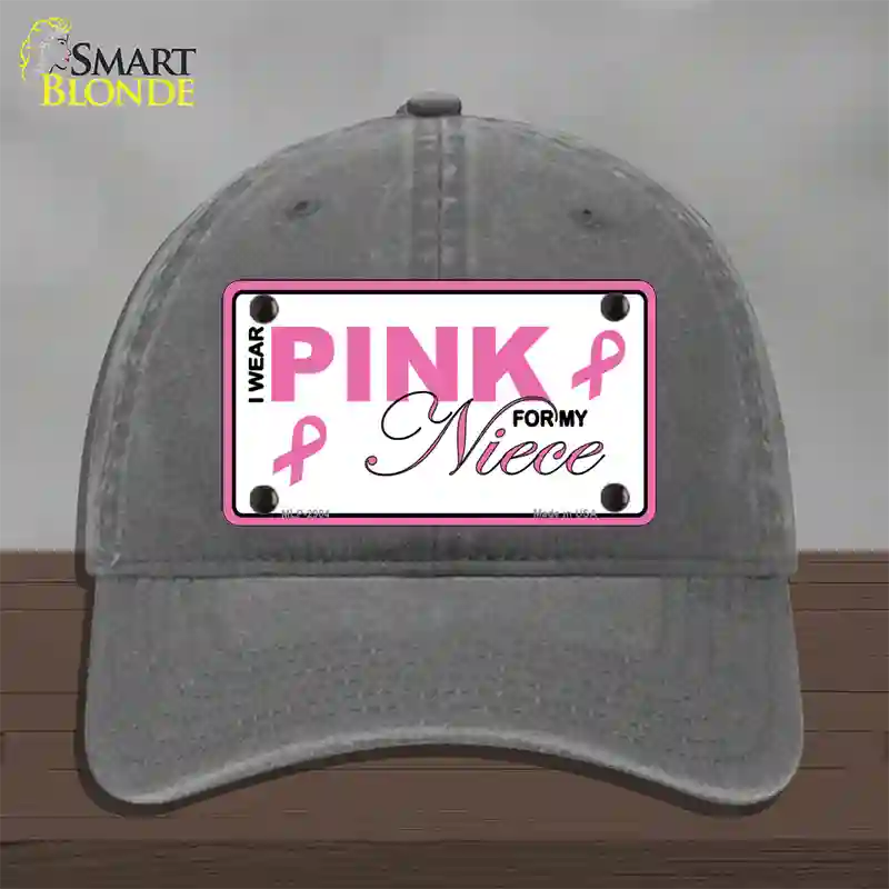 Pink For My Niece Novelty License Plate Hat Unconstructed Cotton / Charcoal