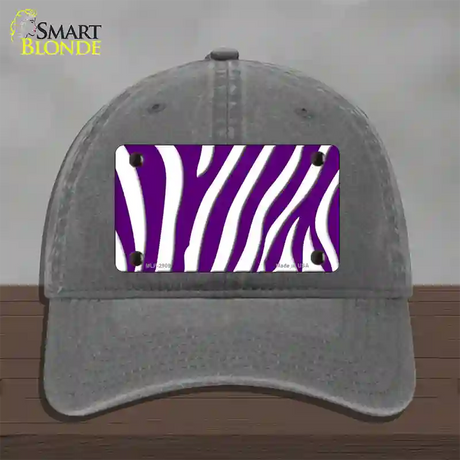 Purple White Zebra Novelty License Plate Hat Unconstructed Cotton / Charcoal