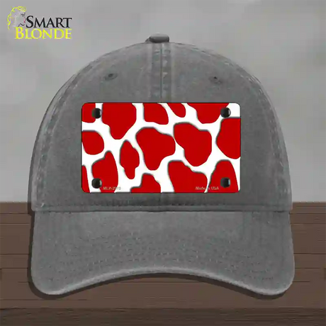 Red White Giraffe Novelty License Plate Hat Unconstructed Cotton / Charcoal