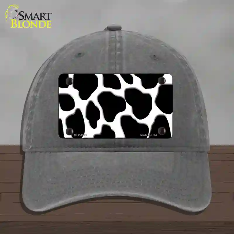 Black White Giraffe Novelty License Plate Hat Unconstructed Cotton / Charcoal