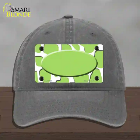 Lime Green White Giraffe Lime Green Center Oval Novelty License Plate Hat Unconstructed Cotton / Charcoal