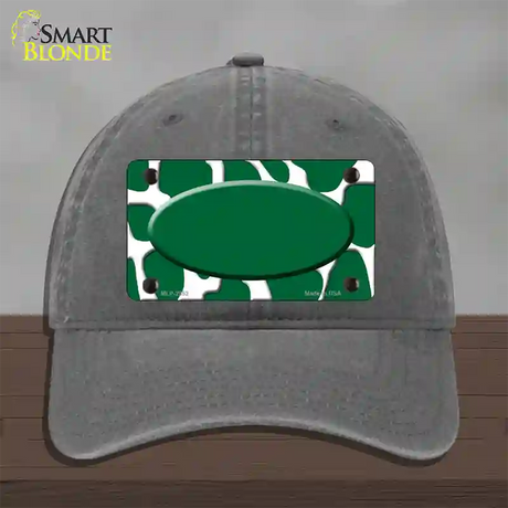 Green White Giraffe Green Center Oval Novelty License Plate Hat Unconstructed Cotton / Charcoal