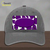 Purple White Giraffe Purple Center Oval Novelty License Plate Hat Unconstructed Cotton / Charcoal