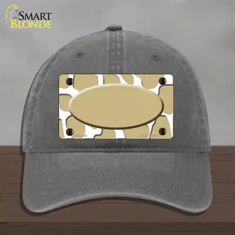 Gold White Giraffe Gold Center Oval Novelty License Plate Hat Unconstructed Cotton / Charcoal