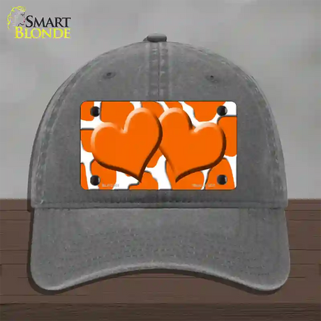 Orange White Giraffe Orange Centered Hearts Novelty License Plate Hat Unconstructed Cotton / Charcoal