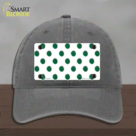 Green White Polka Dot Novelty License Plate Hat Unconstructed Cotton / Charcoal