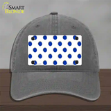 Blue White Polka Dot Novelty License Plate Hat Unconstructed Cotton / Charcoal