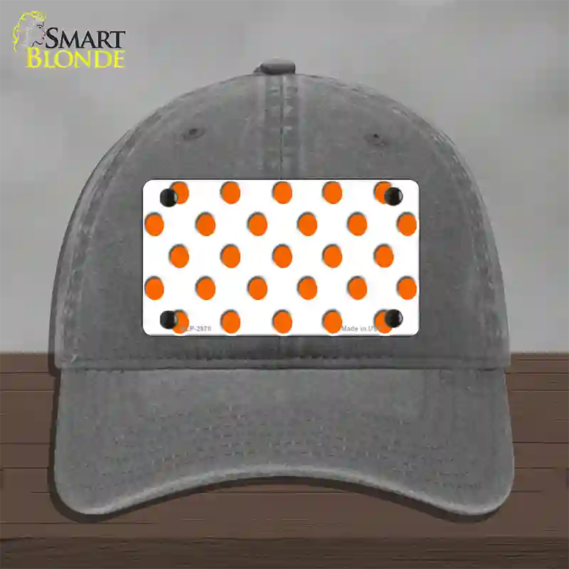 Orange White Polka Dot Novelty License Plate Hat Unconstructed Cotton / Charcoal