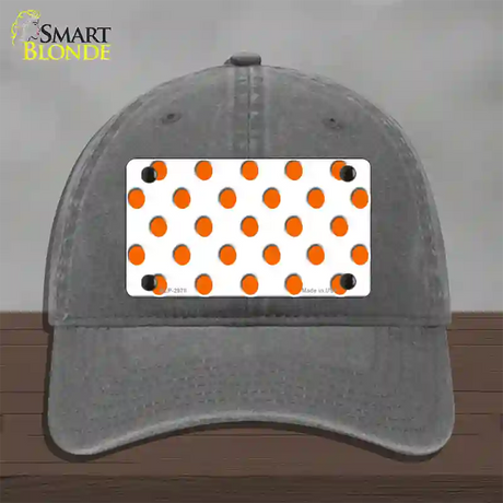 Orange White Polka Dot Novelty License Plate Hat Unconstructed Cotton / Charcoal