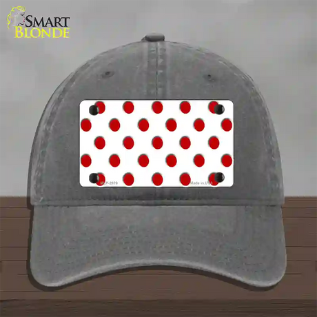 Red White Polka Dot Novelty License Plate Hat Unconstructed Cotton / Charcoal