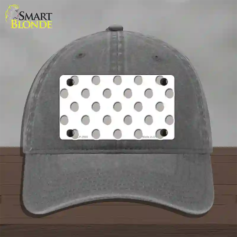 Grey White Polka Dot Novelty License Plate Hat Unconstructed Cotton / Charcoal