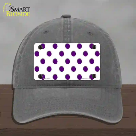 Purple White Polka Dot Novelty License Plate Hat Unconstructed Cotton / Charcoal