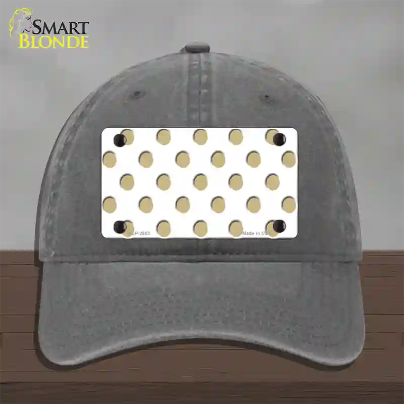 Gold White Polka Dot Novelty License Plate Hat Unconstructed Cotton / Charcoal