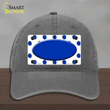 Blue White Polka Dot Blue Center Oval Novelty License Plate Hat Unconstructed Cotton / Charcoal