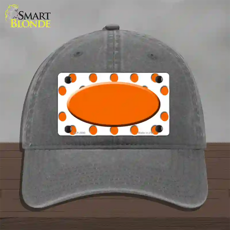 Orange White Polka Dot Orange Center Oval Novelty License Plate Hat Unconstructed Cotton / Charcoal