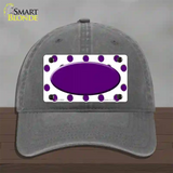 Purple White Polka Dot Purple Center Oval Novelty License Plate Hat Unconstructed Cotton / Charcoal