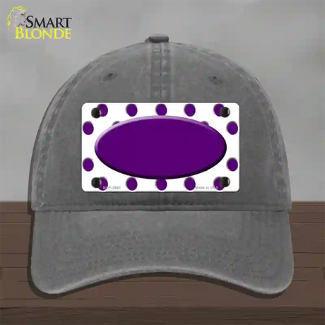 Purple White Polka Dot Purple Center Oval Novelty License Plate Hat Unconstructed Cotton / Charcoal