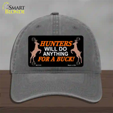 Hunters Will Do Anything Novelty License Plate Hat Unconstructed Cotton / Charcoal