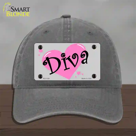 Diva Novelty License Plate Hat Unconstructed Cotton / Charcoal