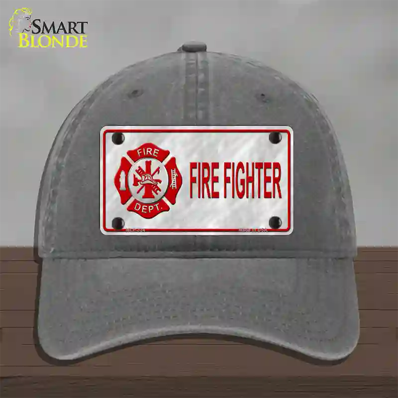 Firefighter Badge Novelty License Plate Hat Unconstructed Cotton / Charcoal