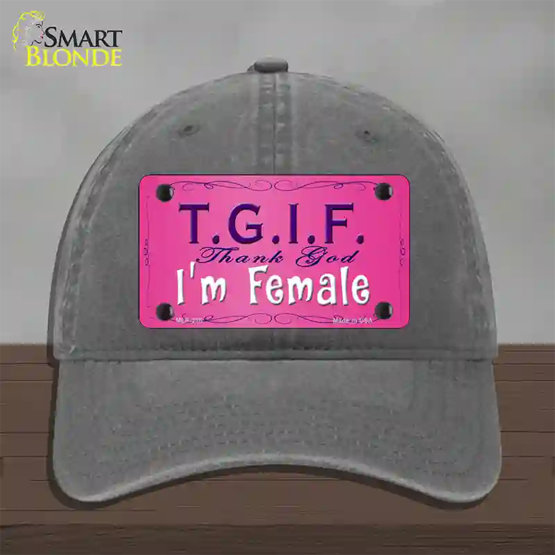 TGIF Novelty License Plate Hat Unconstructed Cotton / Charcoal