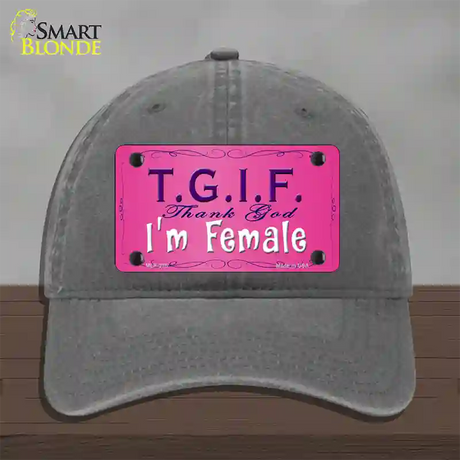 TGIF Novelty License Plate Hat Unconstructed Cotton / Charcoal