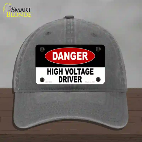 Danger High Voltage Driver Novelty License Plate Hat Unconstructed Cotton / Charcoal