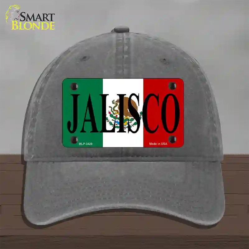 Jalisco Mexico Flag Novelty License Plate Hat Unconstructed Cotton / Charcoal