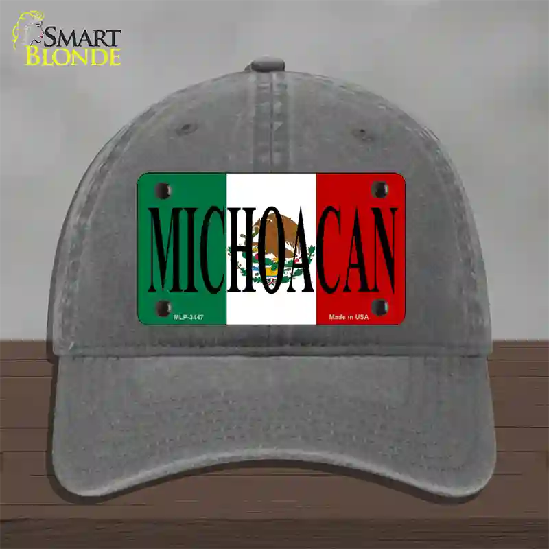 Michoacan Mexico Flag Novelty License Plate Hat Unconstructed Cotton / Charcoal