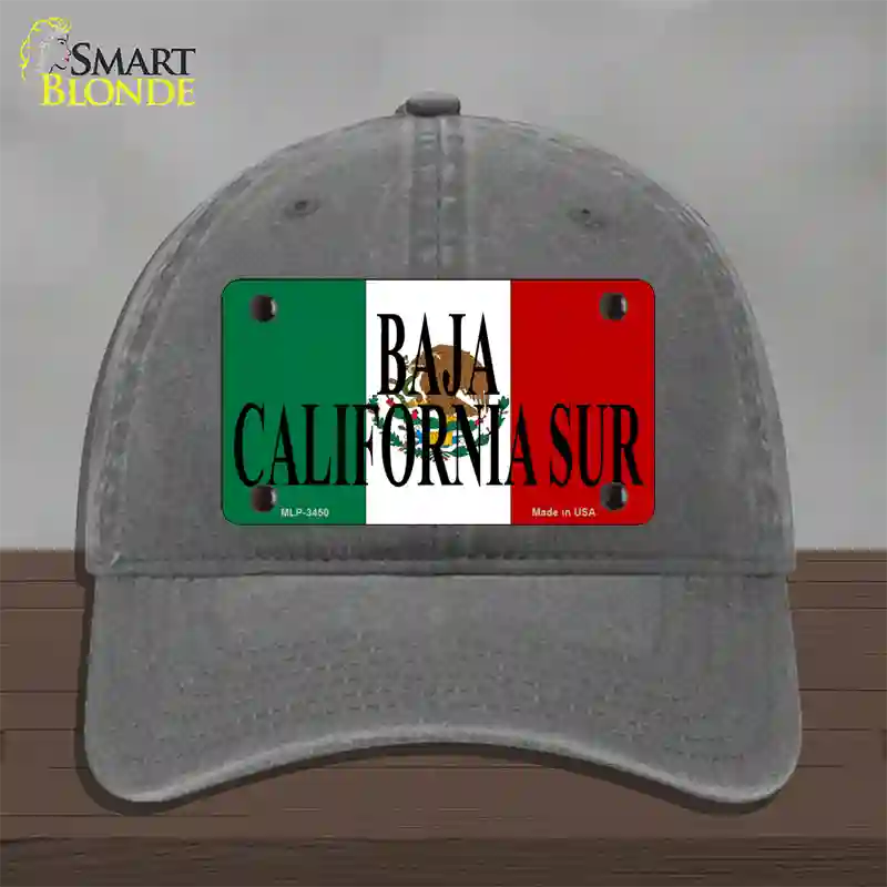 Baja California Sur Mexico Flag Novelty License Plate Hat Unconstructed Cotton / Charcoal