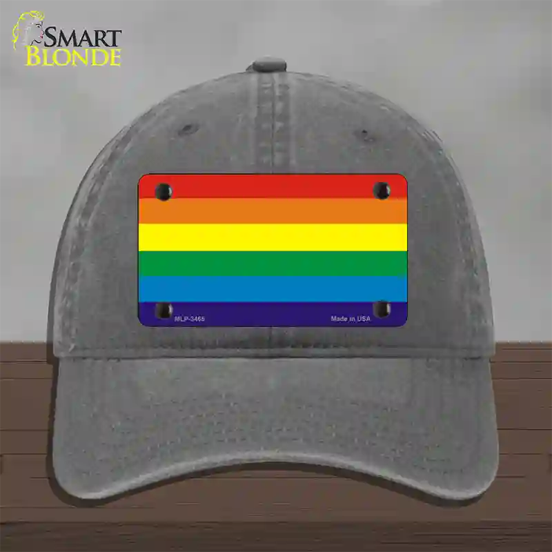 Rainbow Flag Novelty License Plate Hat Unconstructed Cotton / Charcoal