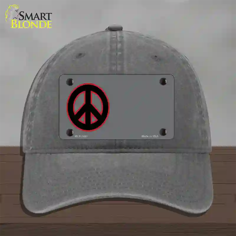 Peace Symbol Offset Novelty License Plate Hat Unconstructed Cotton / Charcoal