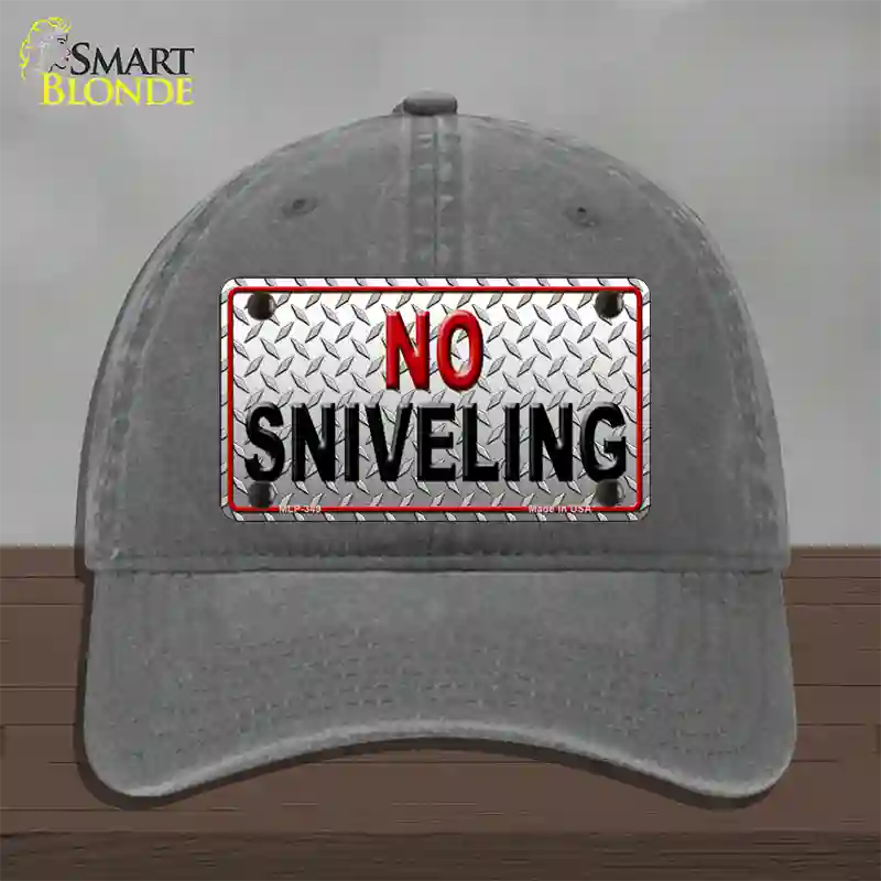 No Sniveling Novelty License Plate Hat Unconstructed Cotton / Charcoal