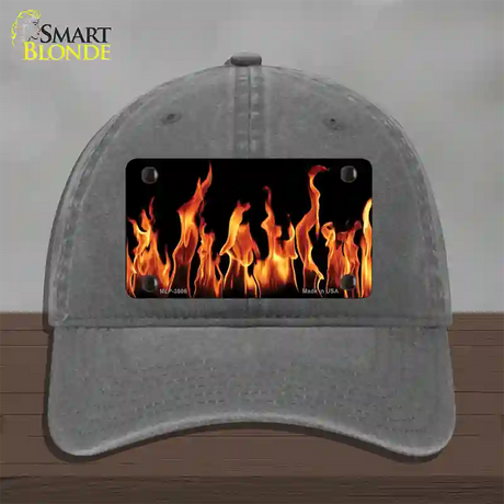 Flames Customizable Novelty License Plate Hat Unconstructed Cotton / Charcoal