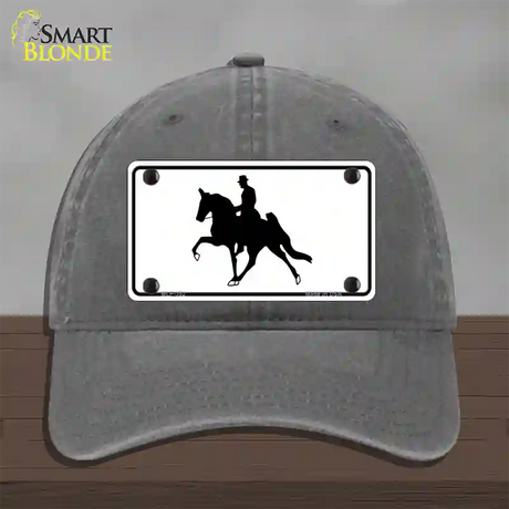 Horse With Rider Novelty License Plate Hat Unconstructed Cotton / Charcoal