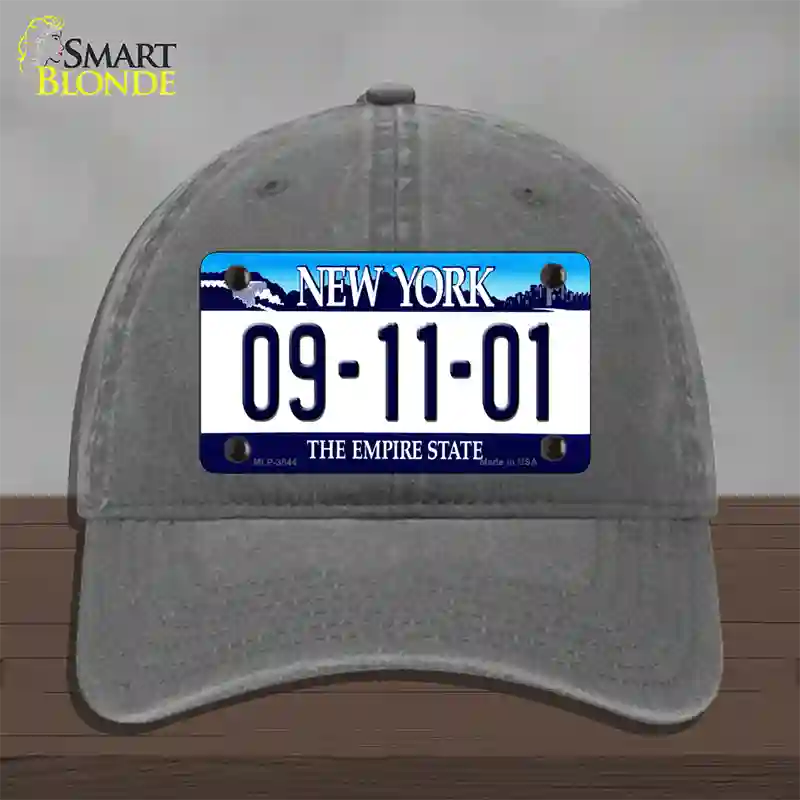 9 11 01 New York Novelty License Plate Hat Unconstructed Cotton / Charcoal