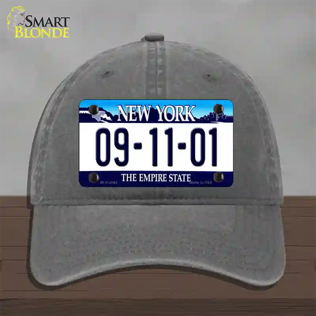 9 11 01 New York Novelty License Plate Hat Unconstructed Cotton / Charcoal