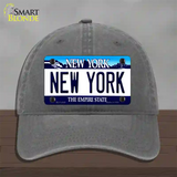 New York State Novelty License Plate Hat Unconstructed Cotton / Charcoal