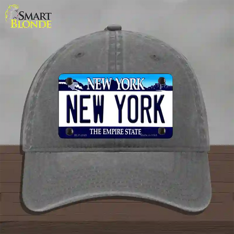 New York State Novelty License Plate Hat Unconstructed Cotton / Charcoal