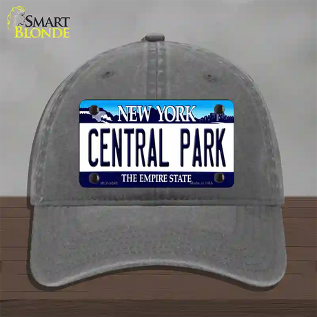 Central Park New York Novelty License Plate Hat Unconstructed Cotton / Charcoal