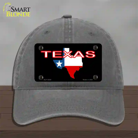 Texas Filled State Flag Novelty License Plate Hat Unconstructed Cotton / Charcoal