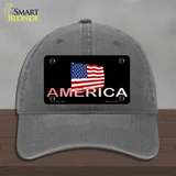 American Flag Black Novelty License Plate Hat Unconstructed Cotton / Charcoal